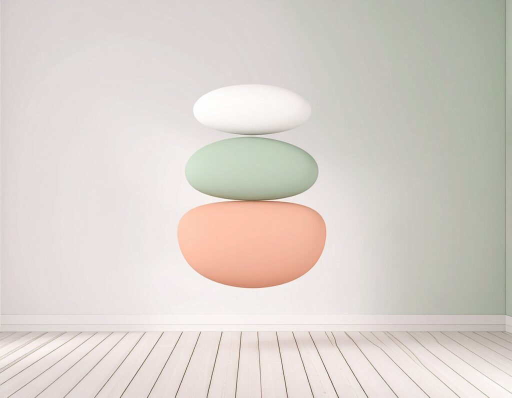 firefly create a logo that is aesthetic and abstract. it should be with pebbles, light green 900995
